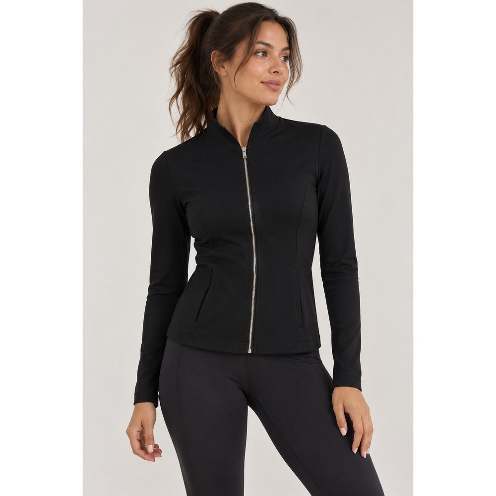 Nike Luxe Yoga Jacket Black Full Zip Dri-FIT Mock Neck Activewear Small